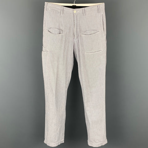 ENGINEERED GARMENTS Size 32 Blue & White Stripe Seersucker Zip Fly Casual Pants