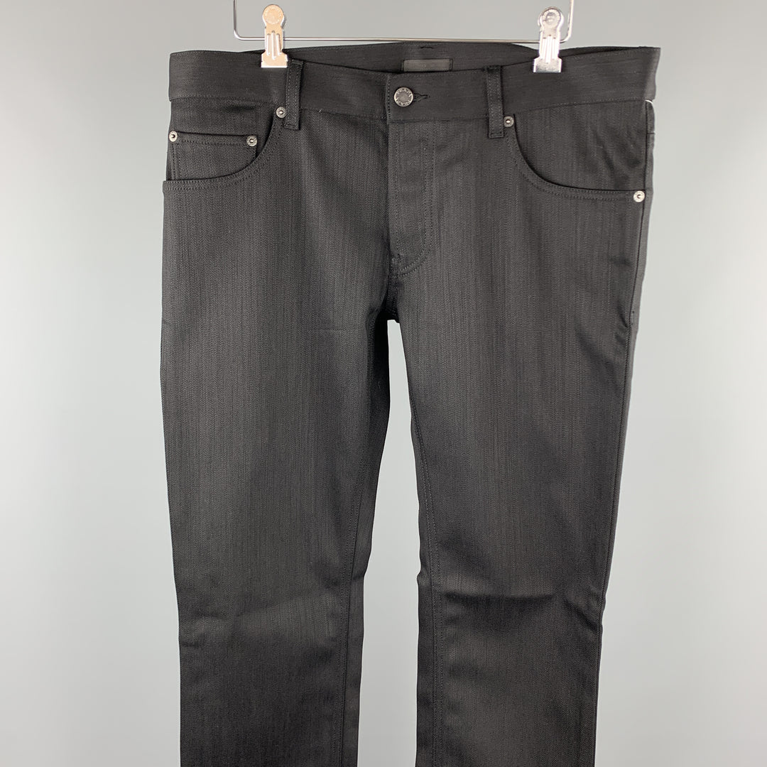 PRADA Talla 34 Jeans negros con bragueta de botones de algodón / poliuretano lisos