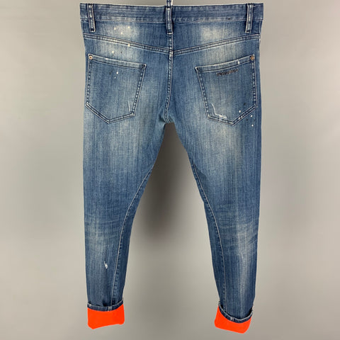 DSQUARED2 Size 34 Blue Washed Cotton Skinny Jeans