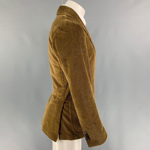 SALVATORE PICCOLO Size 36 Tan Corduroy Cotton Single Breasted Sport Coat