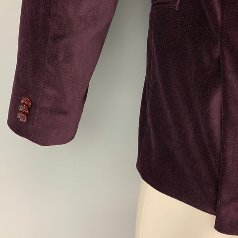 MICHAEL KORS Size 36 Purple Velvet Cotton Sport Coat