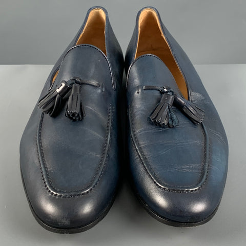 MAGNANNI Size 9.5 Navy Leather Tassels Loafers