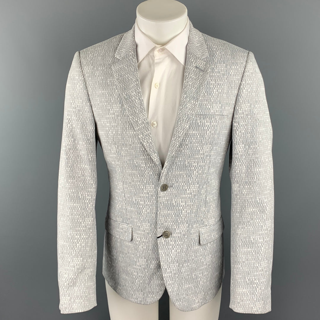 CALVIN KLEIN COLLECTION Taille 36 Manteau de sport à revers cranté tissé gris et blanc