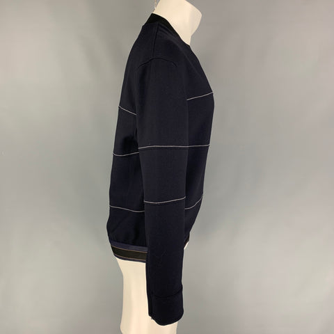 3.1 PHILLIP LIM Size S Navy Contrast Stitch Polyester Blend Crew-Neck Pullover