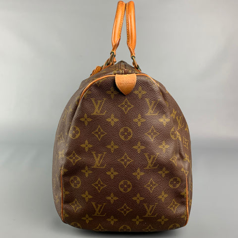 Vintage LOUIS VUITTON Keepall 45 Brown & Beige Monogram Coated Canvas Leather Bag