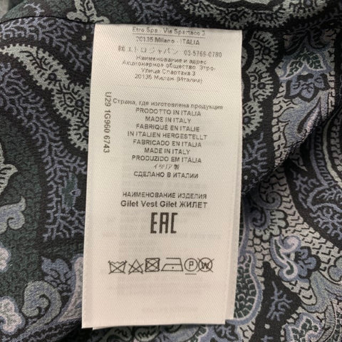 ETRO Size 46 Black Grey Jacquard Polyester Blend Vest