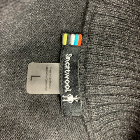 SMARTWOOL Size L Charcoal Wool Blend Half Zip Pullover