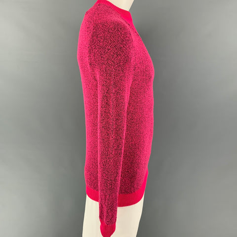 PAUL SMITH Size L Pink Black Textured Polyamide Blend Crew-Neck Pullover
