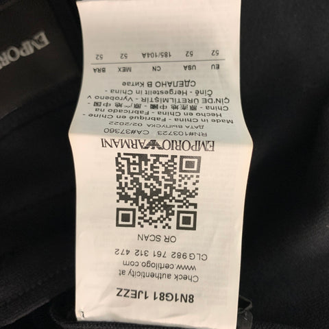 EMPORIO ARMANI Size 42 Black Solid Viscose Blend Notch Lapel Sport Coat