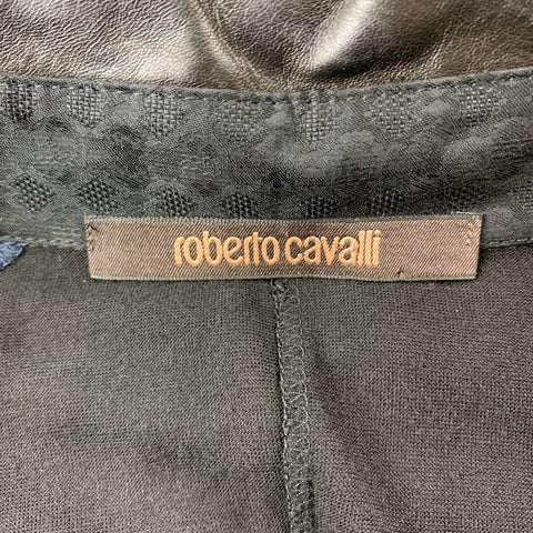 ROBERTO CAVALLI Taille S Pull boutonné en tissus mélangés noir et marine