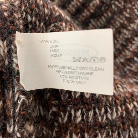 MISSONI Size L Brown Knitted Wool Toggle Closure Coat