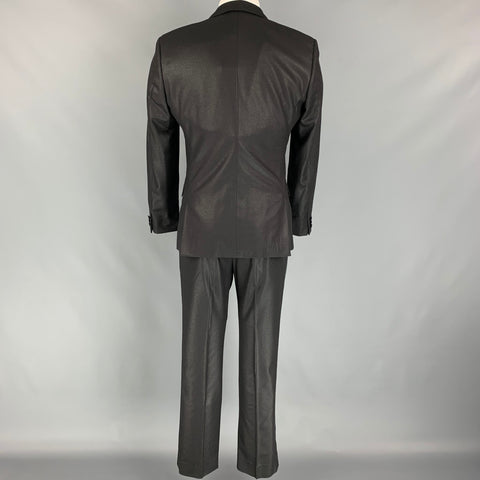 CALVIN KLEIN COLLECTION Size 36 Black Sparkle Wool Peak Lapel Tuxedo