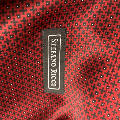 STEFANO RICCI Size XL Burgundy Black Dots Silk Long Sleeve Shirt