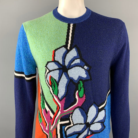 PAUL SMITH Size L Multi-Color Floral Wool Crew-Neck Sweater