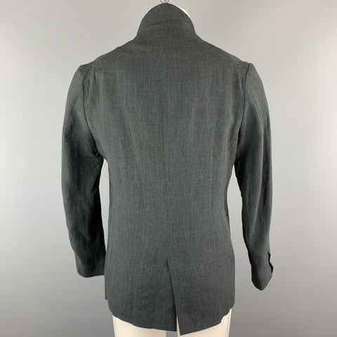 HANNIBAL Size 36 Charcoal Linen Shawl Collar Asymmetrial Jacket