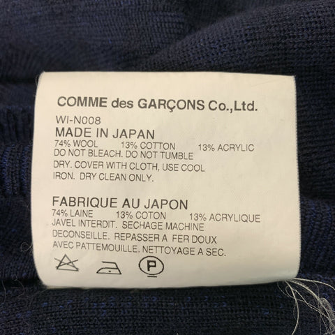 JUNYA WATANABE Size L Navy Black Stripe Wool Blend V-Neck Pullover