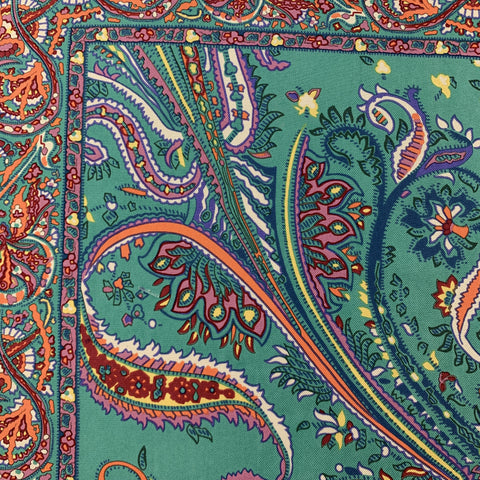 RALPH LAUREN Pochette de costume en soie multicolore Paisley turquoise