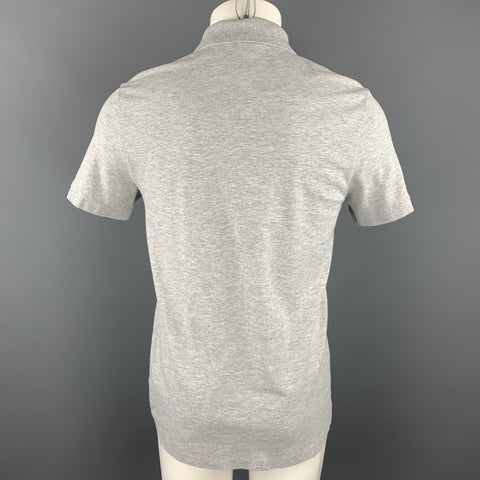 LACOSTE Size M Light Gray Cotton Buttoned Polo