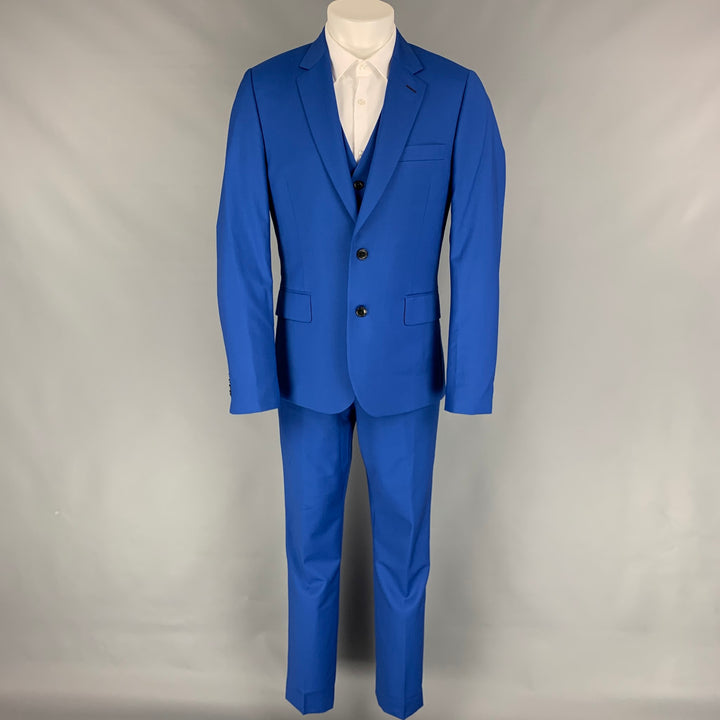 PAUL SMITH Soho Fit Regular Size 42 Royal Blue Wool / Mohair Notch Lapel 3 Piece Suit