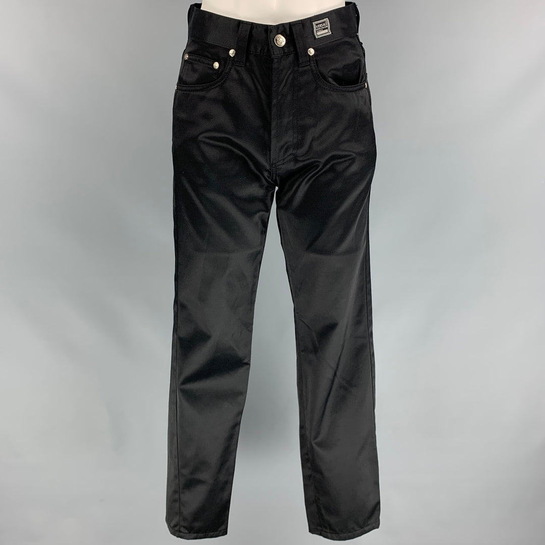 VERSACE JEANS COUTURE Size 28 Black Cotton / Polyamide Jean Cut Casual Pants
