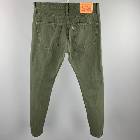 LEVI'S 512 Size 32 Forest Green Cotton Zip Fly Jeans