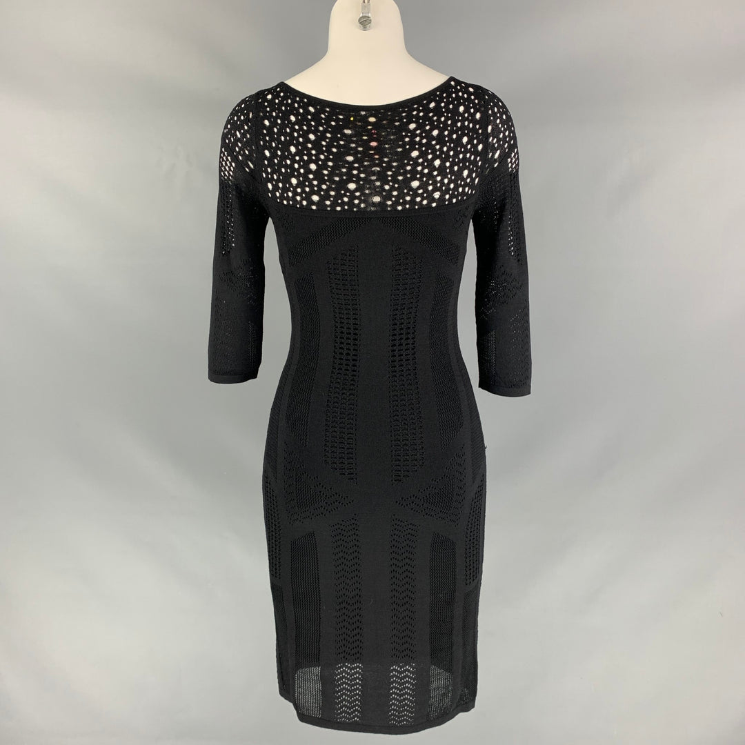 CATHERINE MALANDRINO Size S Black Viscose Blend Textured Dress