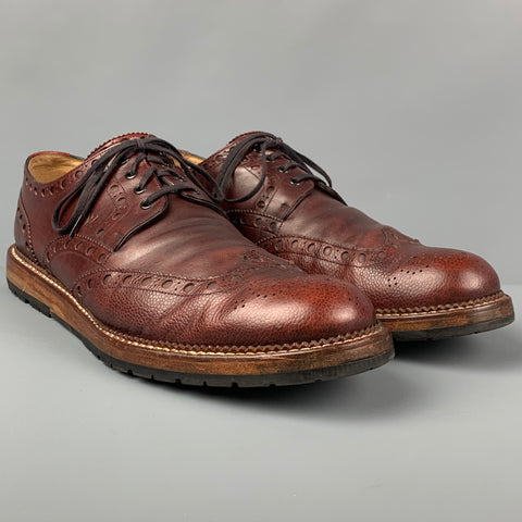 LOUIS VUITTON Size 12 Brown Perforated Leather Wingtip Lace Up Shoes