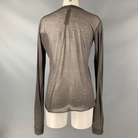 RICK OWENS Distulator 2006 Brown Viscose Silk Long Sleeve  T-Shirt