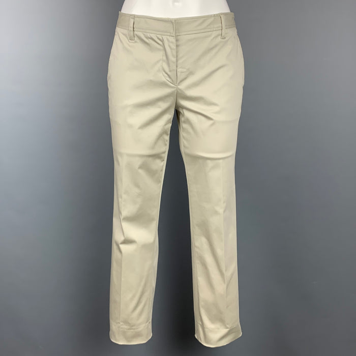 MIU MIU Size 2 Beige Cotton Blend Narrow Leg Dress Pants