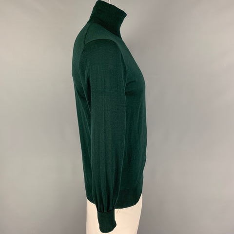 THOM SWEENEY Size L Green Knit Merino Wool Turtleneck Pullover