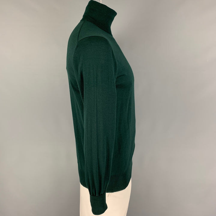 THOM SWEENEY Jersey de cuello alto de lana merino de punto verde talla L