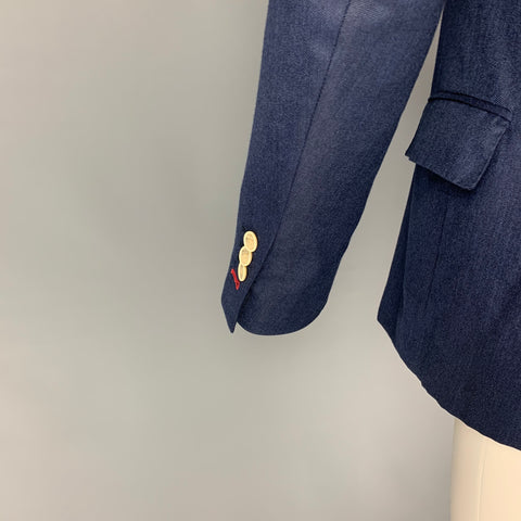 LORO PIANA Size 38 Blue Cashmere Single Breasted Sport Coat