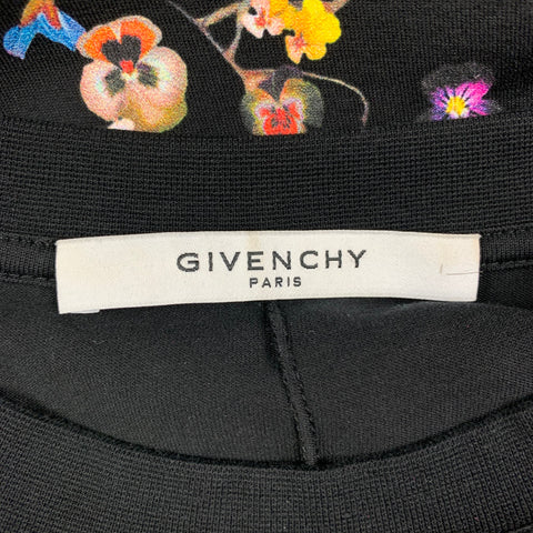 GIVENCHY Size XS Black Multi-Color Floral Cotton Crew-Neck T-shirt
