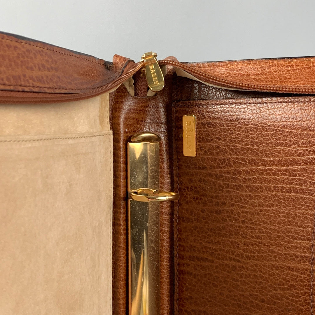 BALLY Cognac Leather 3 Ring Binder