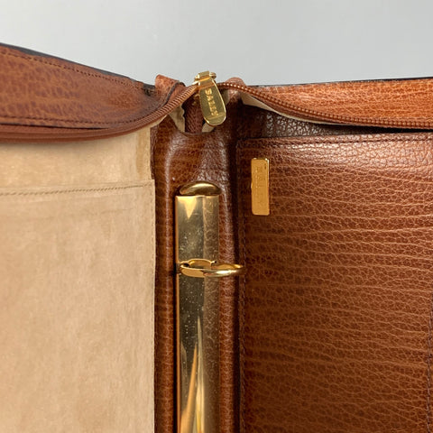 BALLY Cognac Leather 3 Ring Binder