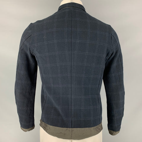 KOLOR Size S Black &  White Window Pane Cotton Blend Zip Up Jacket