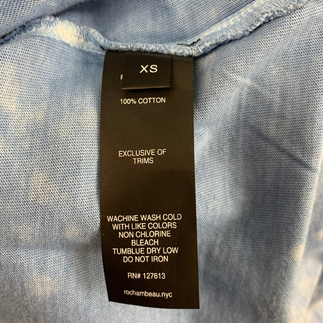 ROCHAMBEAU Size XS Light Blue Graphic Cotton T-shirt