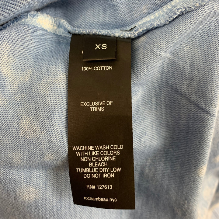 ROCHAMBEAU Size XS Light Blue Graphic Cotton T-shirt