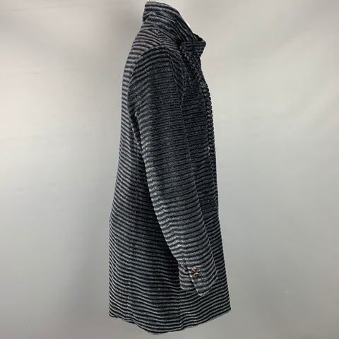 GIORGIO ARMANI Size 40 Charcoal Ribbed Cotton Asymmetrical Coat