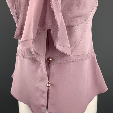 ZAC POSEN Taille 8 Blouse sans manches à col noué en soie lavande