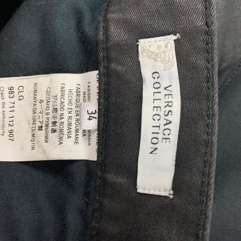 VERSACE COLLECTION Size 34 Black Mixed Materials Cotton Blend Casual Pants