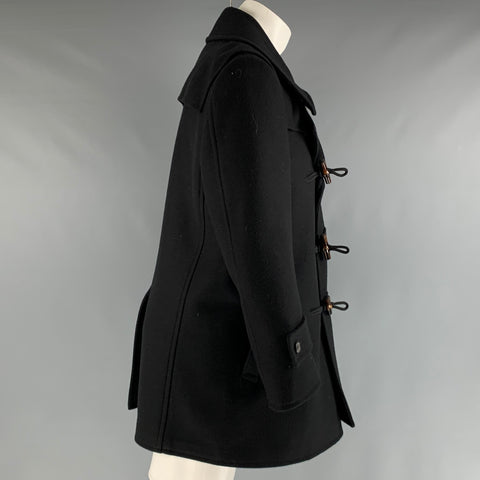 GUCCI Size 38 Black Solid Wool Peacoat Coat