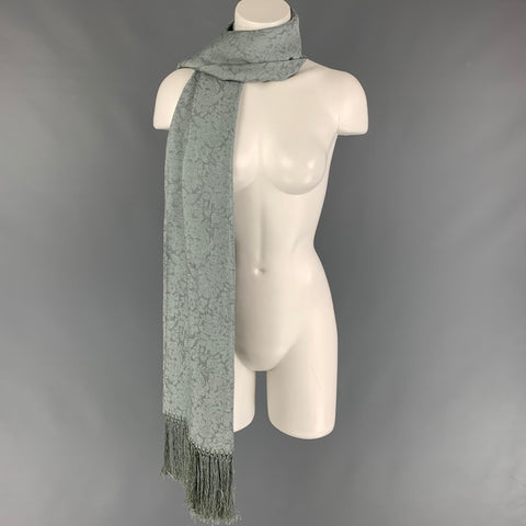 GIORGIO ARMANI Grey Jacquard Silk Fringe Scarf