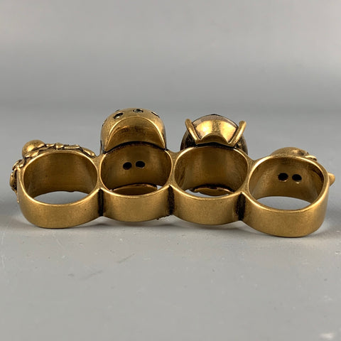 ALEXANDER MCQUEEN Gold Tone Four Finger Knuckle Duster Ring