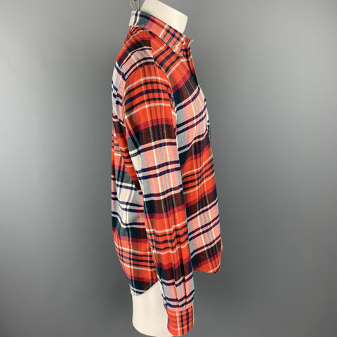 GITMAN VINTAGE Size M Red White Blue Plaid Brushed Cotton Long Sleeve Shirt