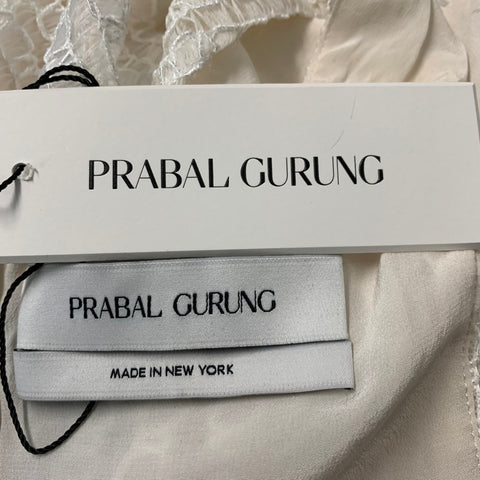 PRABAL GURUNG Size 0 White Black Polyester Sheath Midi Dress