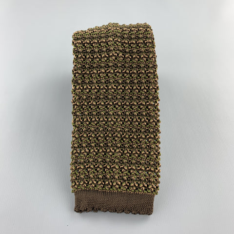HOLLAND & HOLLAND Brown Beige & Olive Silk Textured Knit Tie