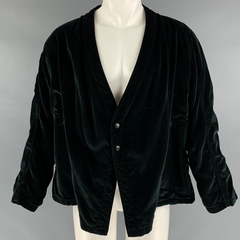NEEDLES Chaqueta cruzada de rayón de algodón fruncida negra talla M