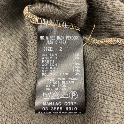 MANIAC CORP Size 2 Olive Ribbed Cotton Blend Cut-Out T-Shirt