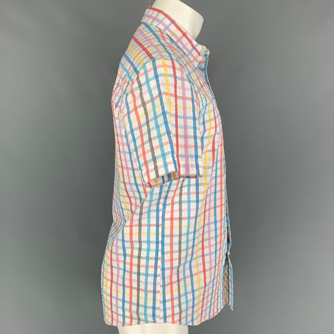 MR TURK Size M Multi-Color Checkered Cotton Short Sleeve Shirt
